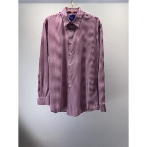 Egara Men Size 16 1/2-34/35 Check Non- Iron Slim Fit Cuffs Long Sleeve Shirt